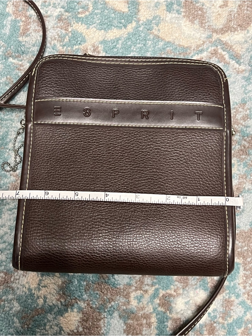VINTAGE Esprit Dark Brown Leather Compact Messenger - Picture 5 of 6